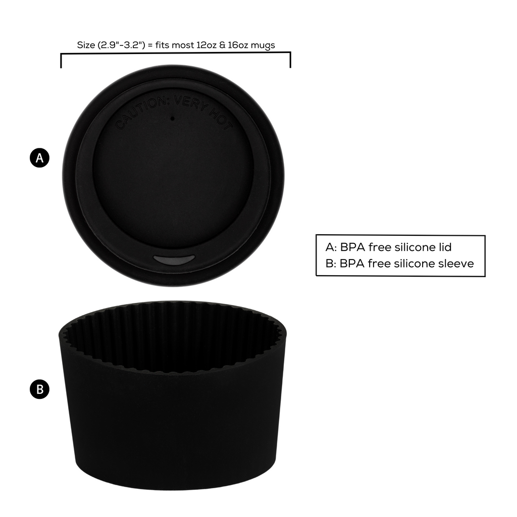 Black Lid and Sleeve for 12oz cup