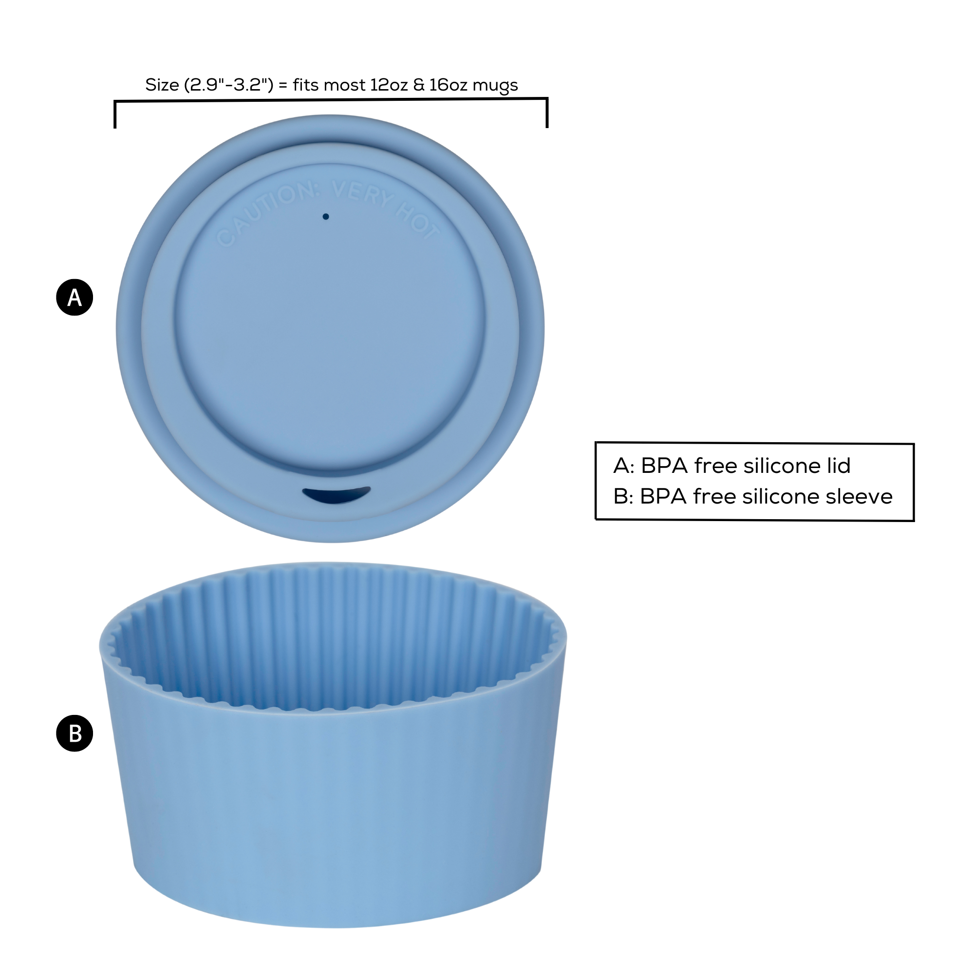 Blue Lid and Sleeve for 16oz cup