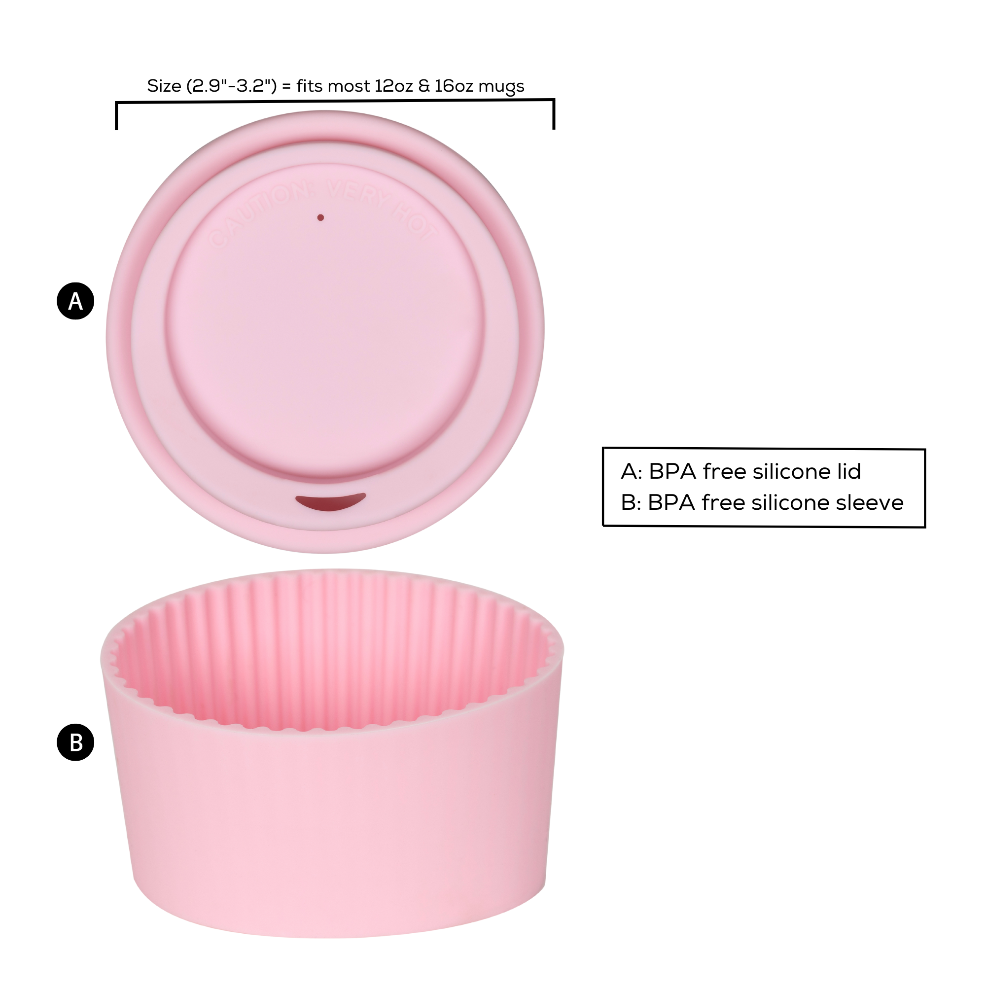 Pink Lid and Sleeve for 12oz cup